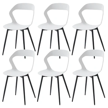 סט של 6 סקנדינביה כסאות אוכל עבור ריהוט חדר האוכל הכיסא נורדי מעצב יצירתי משק הבית משענת הכיסא לבן/שחור