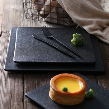 סטייק בצלחת שחור המערבי צלחת שולחן קרמיקה יצירתיות סושי יפני צלחת משק הבית בצלחת עוגה צלחת שטוחה