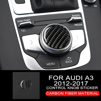 סיבי פחמן כפתור שליטה על פנל דקורטיבי המכונית מכסה המכונית סטיילינג לקצץ מדבקות מגן עבור אאודי A3 2012-2017 אביזרי רכב