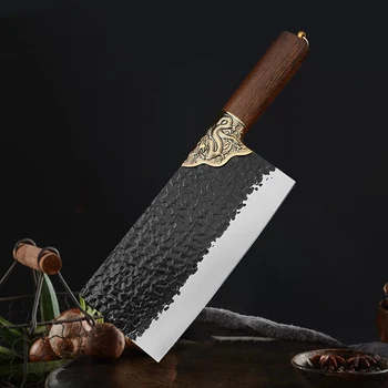 סכין המטבח הסיני המקורי שף קליבר 5Cr15 מזויפים נירוסטה חיתוך סכינים, קוצץ בשר מקצועי בישול הסכין