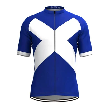 סקוטלנד צוות רכיבה על אופניים ג ' רזי גברים שרוול קצר בקיץ כחול צמרות רכיבה על אופניים אופניים ללבוש ביגוד אופניים Maillot Ciclismo