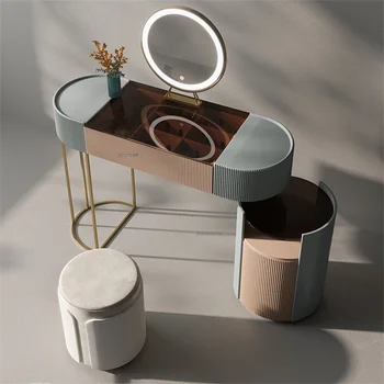 עיצוב יצירתי שידות עבור ריהוט חדר שינה מודרני שולחן איפור עם מראה ארון לאחסון משולב איפור יהירות השולחן