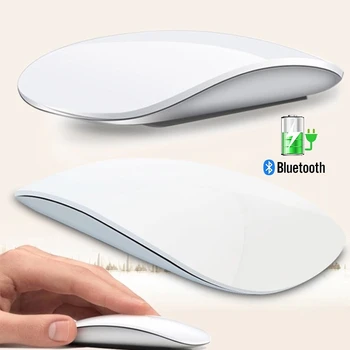 עכבר אלחוטי Bluetooth קשת מגע הקסם עכברים ארגונומיים דק במיוחד נטענת עכבר אופטי 1600 DPI Mause עבור Apple Macbook