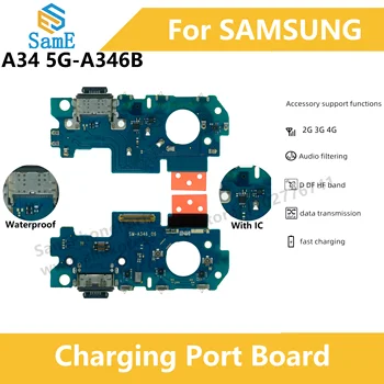 עם IC תמיכה טעינה מהירה עבור Samsung A34 5G A346 A346B USB Dock מטען נמל נמל הטעינה לוח להגמיש כבלים