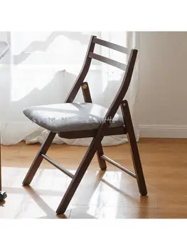 עץ מלא כיסא מתקפל קיפול משענת הגב צואה ביתיים לחיסכון נייד שולחן אוכל, כיסא משרדי המודרנית המחשב