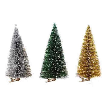 עצים קטנים לקישוט מלאכותי מיני עצי חג המולד נייד מזויף עץ אורן פלסטיק שלג בחורף קישוטים עיצוב הבית