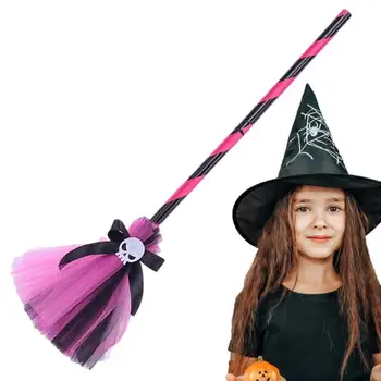 פעוט תחפושת המכשפה תחפושות הכובע על מטאטא המכשפה Cosplay אשף Cosplay כובע מכשפה על מטאטא בנות בגיל העשרה עבור משחק תפקידים.
