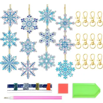 פתית שלג מחזיקי מפתחות אביזרים מודרניים עבור שקיות פתיתי שלג תליוני יהלומים ציור מחזיקי מפתחות 5d מלא תרגיל אמנות Diy להכנת