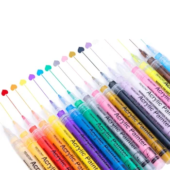 צבע אקרילי עטים, צבע מרקר על רוק ציור, 18 צבעים קבוע אקריליק סמנים בסדר טיפ אידיאלי עבור מלאכה, זכוכית, בד