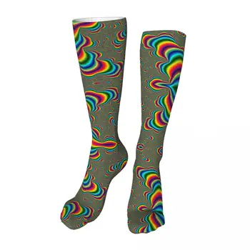 צבעוני קווי חידוש הקרסול גרביים יוניסקס אמצע שוק גרביים עבות סריג רך מזדמן גרביים