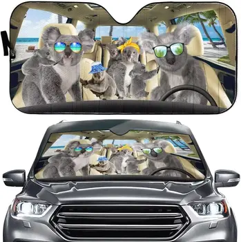 קואלה חמוד צוות דפוס המכונית שמשיה מצחיק קואלה המשפחה אוטומטי שמשיה על הרכב עיצוב פנים מגן אנטי-UV לחסום את מגן השמש