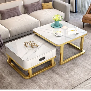 קפה שולחן סלון לבן טלוויזיה ארון בשילוב מודרני מינימליסטי סלון מרובע תה שולחן משק הבית.