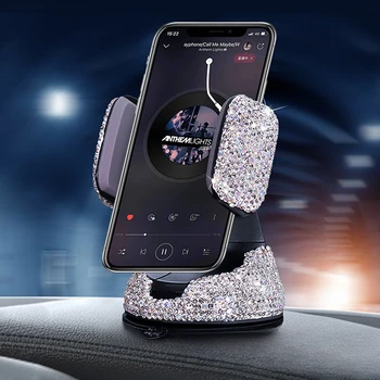 קריסטל יהלומים מזויפים 360 מעלות המכונית מחזיק טלפון על לוח המחוונים במכונית חלונות אוורור אוניברסלי לרכב בטלפון נייד מחזיק אייפון