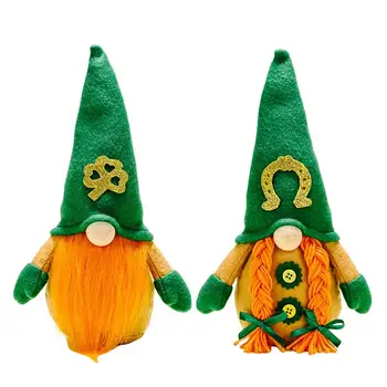 קריקטורה אירי יום ירוק פנים גמד בובות Gnome גובלין צעצוע קטיפה עיצוב אביזרים פטריק הקדוש תלתן שדון הבובה המפלגה קישוט