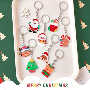 קריקטורה חמודה חג המולד מחזיק מפתחות אייל שלג מפתח שרשרת יצירתי תליון לנשים המכונית Keyring ארנק תיק אביזרי DIY מתנות