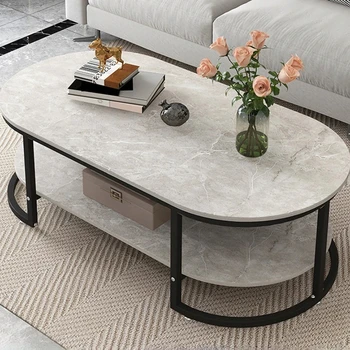 רצפת הסלון, שולחן האוכל הנורדי יוקרה ברזל לבן MDF השיש הספר המודרני מסוף שולחן האוכל Muebles ריהוט הבית MZY