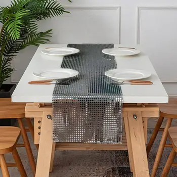 שולחן רץ מלבני שולחנות אוכל המפה מקורה שימוש חיצוני נוצץ המראה רדיד שולחן רץ נצנצים דיסקו