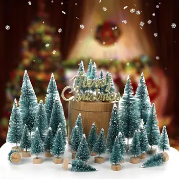 שימושי צבע בהיר חג חלון עץ חג מולד קישוט עמיד סימולציה מיני עצי חג המולד משק אספקה