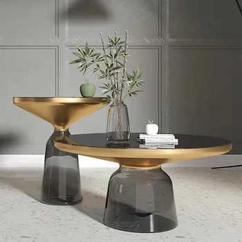 שקוף, שולחן זכוכית שולחן תה נורדי שולחנות קפה עגול, שולחן צד לסלון מודרני יצירתי רהיטים שולחנות עיצוב