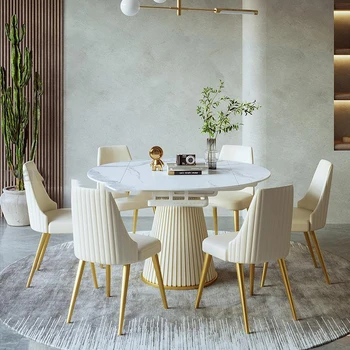 תאורה מודרניים יוקרה רוק המעשית שולחנות אוכל יוקרתיים מסעדה רהיטים נשלף מתקפל שולחן עגול הביתה