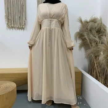 תוספות הפופולרי בצפיפות גבוהה כפול שיפון אופנה מינימליסטי המוסלמים ללבוש גלימה נשית musulmane vestidos largos