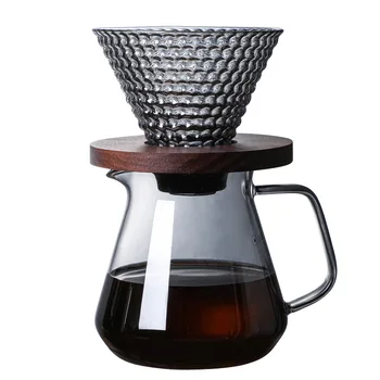 תות הקפה. V בצורת משפך להגדיר 700ML/500ML עץ קפה Dripper הקפה להגדיר לשימוש חוזר קפה פילטר