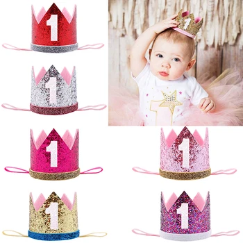 תינוקת סרט ראשון, 1 מסיבת יום הולדת עיצוב כובע הכתר ילדים לשיער סרט נסיכה כובעים, אביזרים לשיער