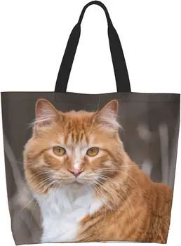 תיק קניות תיק חתול חמוד ארגונית לשימוש חוזר מתאים למבוגרים בני נוער יוניסקס